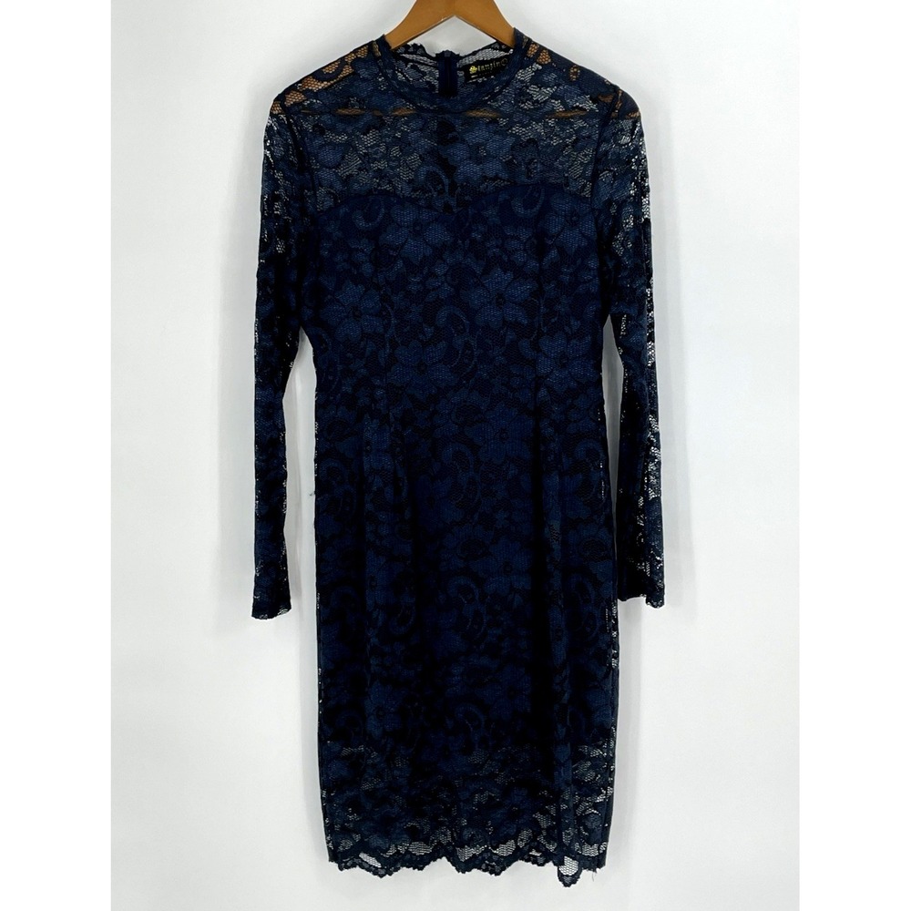 Stanzino Womens Dress Large Blue Lace Long Sleeve High Neck Whimsigoth Fairy‎